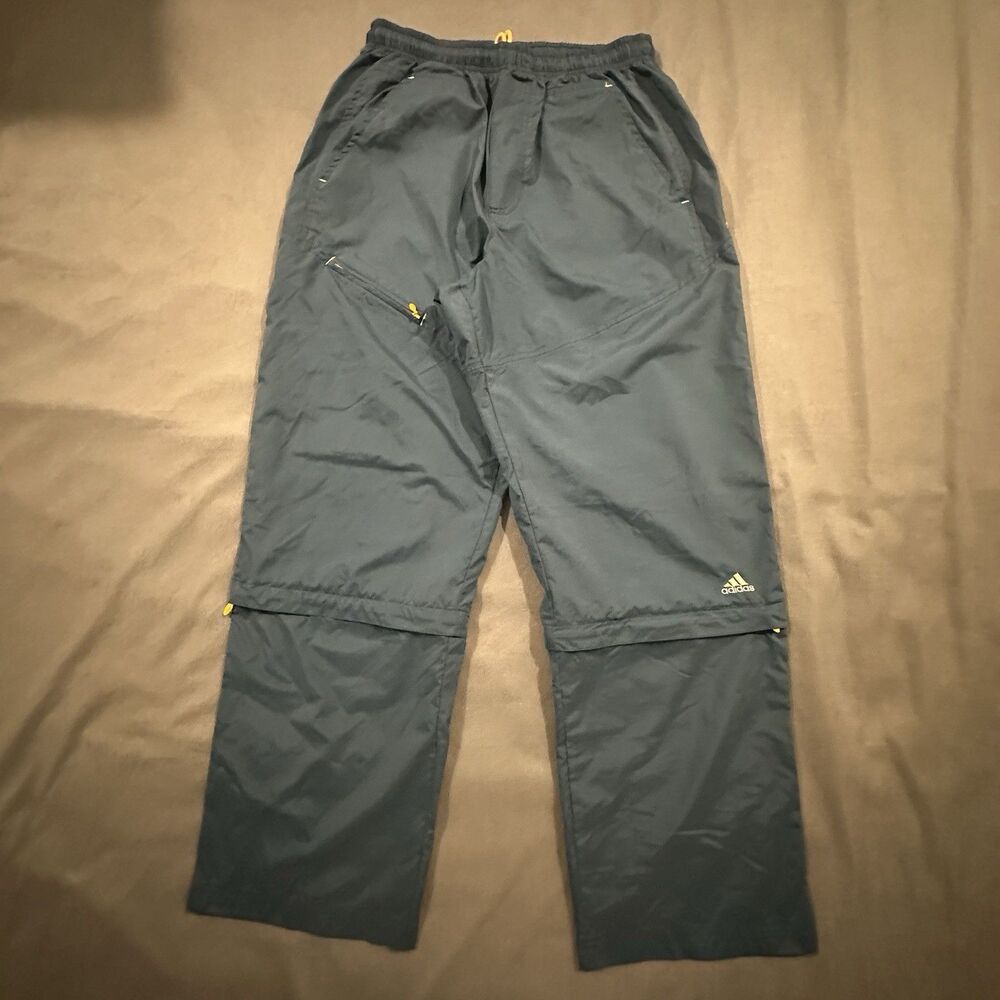 Vintage 90s 00s Adidas Windbreaker Pants Mens M Track Zip Off Convertible Teal